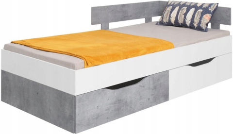 ŁÓŻKO Z SZUFLADAMI NA KÓŁKACH MŁODZIEŻOWE - Beton / Biały Lux / Dąb Meblar SIGMA System SI15 90x200 MEBLE MŁODZIEŻOWE LAMINAT ŁÓŻKO Z SZUFLADAMI NA KÓŁKACH MŁODZIEŻOWE - Beton / Biały Lux / Dąb Meblar SIGMA System SI15 90x200 MEBLE MŁODZIEŻOWE LAMINAT
