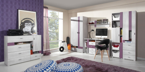 Meblar NEXT System NX13 - Sosna bielona / Viola biurko młodzieżowe Meblar NEXT System NX13 - Sosna bielona / Viola biurko młodzieżowe