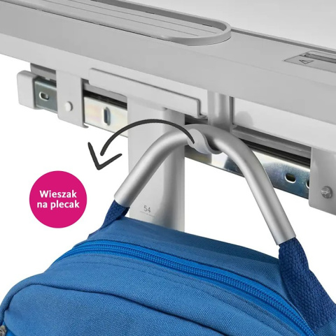 Fun Desk Regulowane biurko z krzesełkiem Littonia Grey białe szare, lampa i stojak na książki Fun Desk Regulowane biurko z krzesełkiem Littonia Grey białe szare, lampa i stojak na książki