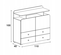 KOMODA MŁODZIEŻOWA - Biały Lux / Dąb Wilton biały / Szary Meblar COMO System CM7 LAMINAT OBRZEŻA ABS DLA DZIECKA NASTOLATKA