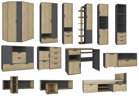 PÓŁKA WISZĄCA MŁODZIEŻOWA NANO System NA12 Meblar - Grafit / Dąb Riviera PŁYTA LAMINOWANA OBRZEŻA ABS DLA DZIECKA NASTOLATKA PÓŁKA WISZĄCA MŁODZIEŻOWA NANO System NA12 Meblar - Grafit / Dąb Riviera PŁYTA LAMINOWANA OBRZEŻA ABS DLA DZIECKA NASTOLATKA