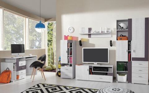 SZAFKA RTV KOMODA NISKA NEXT System NX12 Meblar - Sosna bielona / Earth szary do pokoju nastolatka do salonu SZAFKA RTV KOMODA NISKA NEXT System NX12 Meblar - Sosna bielona / Earth szary do pokoju nastolatka do salonu