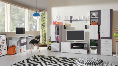 SZAFKA RTV KOMODA NISKA NEXT System NX12 Meblar - Sosna bielona / Earth szary do pokoju nastolatka do salonu SZAFKA RTV KOMODA NISKA NEXT System NX12 Meblar - Sosna bielona / Earth szary do pokoju nastolatka do salonu