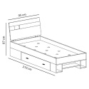 Meblar NEXT System NX19 - Sosna bielona / Earth - Łóżko młodzieżowe z szufladą 95/210