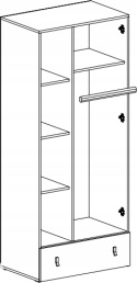 SZAFA DWUDRZWIOWA MEBLE MŁODZIEŻOWE PÓŁKI SZUFLADA DRĄŻEK Meblar PLANET System PL3 - Biały Lux / Dąb / Morski PŁYTA LAMINOWANA