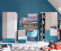 KOMODA PÓŁKI SZUFLADY DRZWI MEBLE MŁODZIEŻOWE - Biały Lux / Dąb / Morski Meblar PLANET System PL8 PŁYTA LAMINOWANA OBRZEŻA ABS KOMODA PÓŁKI SZUFLADY DRZWI MEBLE MŁODZIEŻOWE - Biały Lux / Dąb / Morski Meblar PLANET System PL8 PŁYTA LAMINOWANA OBRZEŻA ABS