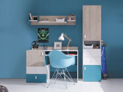 KOMODA PÓŁKI SZUFLADY DRZWI MEBLE MŁODZIEŻOWE - Biały Lux / Dąb / Morski Meblar PLANET System PL8 PŁYTA LAMINOWANA OBRZEŻA ABS KOMODA PÓŁKI SZUFLADY DRZWI MEBLE MŁODZIEŻOWE - Biały Lux / Dąb / Morski Meblar PLANET System PL8 PŁYTA LAMINOWANA OBRZEŻA ABS