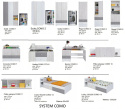 SZAFA NAROŻNA DWUDRZWIOWA PÓŁKI DRĄŻKI - Biały Lux / Dąb Wilton biały / Szary Meblar COMO System CM2 PŁYTA LAMINOWANA