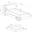 Meblar MOBI System MO18 - Bialy Lux / Turkus Łóżko pojedyńcze, młodzieżowe z półkami i szufladą na pościel.