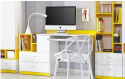 ŁÓŻKO PIĘTROWE MEBLE MŁODZIEŻOWE MOBI System MO20 Meblar - Biały Lux / Żółty łóżko piętrowe z szafą półkami i biurkiem -drabinka