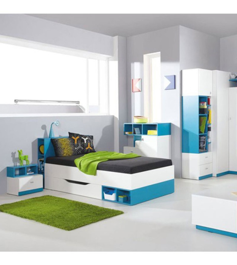 REGAŁ MOBI System MO3 Meblar - Biały Lux / Turkus regał z wnęką szafką szufladami PŁYTA LAMINOWANA MEBLE MŁODZIEŻOWE REGAŁ MOBI System MO3 Meblar - Biały Lux / Turkus regał z wnęką szafką szufladami PŁYTA LAMINOWANA MEBLE MŁODZIEŻOWE