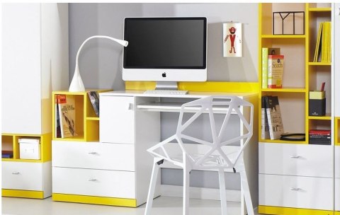 REGAŁ MŁODZIEŻOWY Z SZUFLADĄ I PÓŁKAMI MOBI System MO5 Meblar - Biały Lux / Żółty - regał z szafkami i szufladą PŁYTA LAMINOWANA REGAŁ MŁODZIEŻOWY Z SZUFLADĄ I PÓŁKAMI MOBI System MO5 Meblar - Biały Lux / Żółty - regał z szafkami i szufladą PŁYTA LAMINOWANA