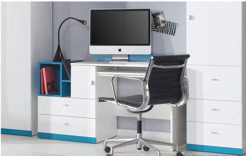 KOMODA MOBI System MO9 Meblar - Biały Lux / Turkus MEBLE MŁODZIEŻOWE - komoda z półkami i pojemnymi szufladami PŁYTA LAMINOWANA KOMODA MOBI System MO9 Meblar - Biały Lux / Turkus MEBLE MŁODZIEŻOWE - komoda z półkami i pojemnymi szufladami PŁYTA LAMINOWANA