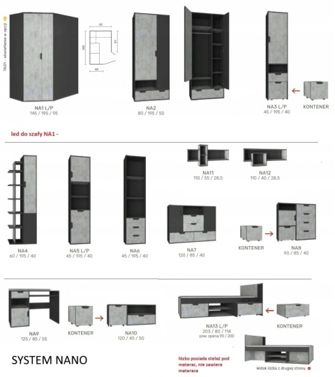 REGAŁ MEBLE MŁODZIEŻOWE Z PÓŁKAMI I DRZWIAMI NANO System NA4 Meblar - Grafit / Enigma PŁYTA LAMINOWANA OBRZEŻA ABS REGAŁ MEBLE MŁODZIEŻOWE Z PÓŁKAMI I DRZWIAMI NANO System NA4 Meblar - Grafit / Enigma PŁYTA LAMINOWANA OBRZEŻA ABS