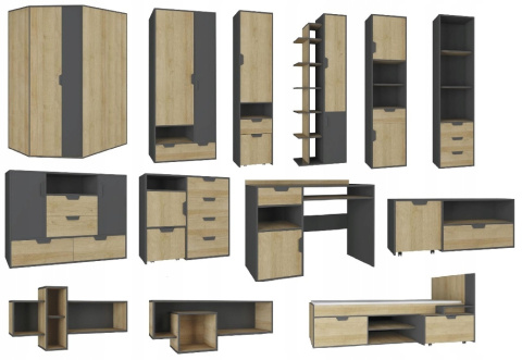 KOMODA Z KONTENERKIEM NA KÓŁKACH I SZUFLADAMI MEBLE MŁODZIEŻOWE NANO System NA8 Meblar - Grafit /Dąb Riviera LAMINAT OBRZEŻA ABS KOMODA Z KONTENERKIEM NA KÓŁKACH I SZUFLADAMI MEBLE MŁODZIEŻOWE NANO System NA8 Meblar - Grafit /Dąb Riviera LAMINAT OBRZEŻA ABS