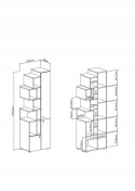 REGAŁ MŁODZIEŻOWY Z PÓŁKAMI SIGMA System SI4 Meblar - Beton / Biały Lux / Dąb - regał młodzieżowy z półkami i wnękami