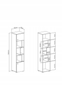 REGAŁ MŁODZIEŻOWY Z PÓŁKAMI SIGMA System SI6 Meblar - Beton / Biały Lux / Dąb - z półkami i wnękami PŁYTA LAMINOWANA OBRZEŻA ABS