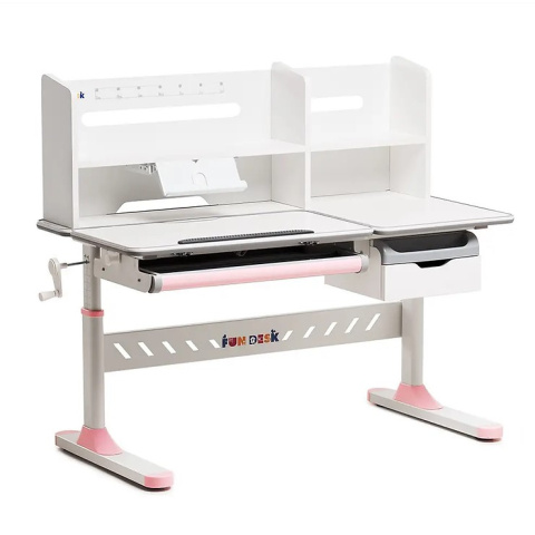 Biurko Fun Desk Fiore II Pink bez nadstawki Regulowane biurko dla dzieci i młodzieży Biały / Szary Biurko Fun Desk Fiore II Pink bez nadstawki Regulowane biurko dla dzieci i młodzieży Biały / Szary