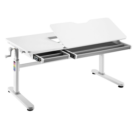 Iris Grey - Regulowane biurko dla dziecka, nastolatka białe / szare - Fun Desk Iris Grey - Regulowane biurko dla dziecka, nastolatka białe / szare - Fun Desk