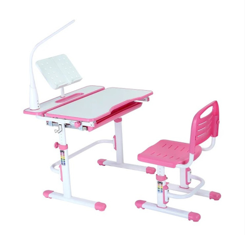 Fun Desk Botero Pink - Biurko z krzesełkiem lampa i stojak na książki - zestaw dla dzieci Białe / Różowe Fun Desk Botero Pink - Biurko z krzesełkiem lampa i stojak na książki - zestaw dla dzieci Białe / Różowe