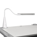 Fun Desk Regulowane biurko z krzesełkiem Littonia Grey białe szare, lampa i stojak na książki