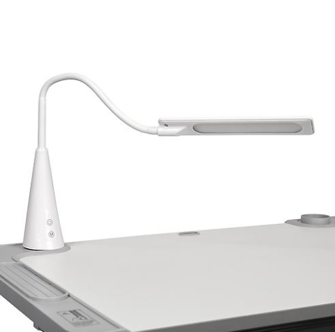 Fun Desk Regulowane biurko z krzesełkiem Littonia Grey białe szare, lampa i stojak na książki Fun Desk Regulowane biurko z krzesełkiem Littonia Grey białe szare, lampa i stojak na książki