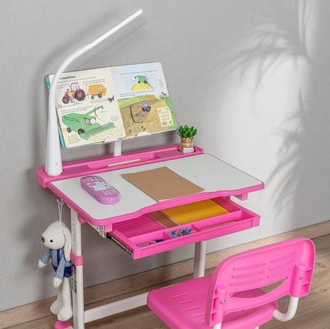 FunDesk Bellissima Pink - Regulowane biurko z krzesełkiem - Zestaw FunDesk Bellissima Pink - Regulowane biurko z krzesełkiem - Zestaw