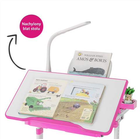 FunDesk Bellissima Pink - Regulowane biurko z krzesełkiem - Zestaw FunDesk Bellissima Pink - Regulowane biurko z krzesełkiem - Zestaw