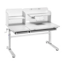 Iris II Grey - Regulowane biurko szare z nadstawką - Fun Desk Iris II Grey - Regulowane biurko szare z nadstawką - Fun Desk