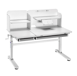 Iris II Grey - Regulowane biurko szare z nadstawką - Fun Desk