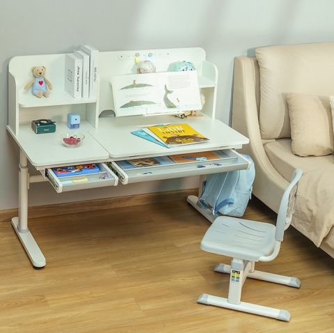 Iris II Grey - Regulowane biurko szare z nadstawką - Fun Desk Iris II Grey - Regulowane biurko szare z nadstawką - Fun Desk