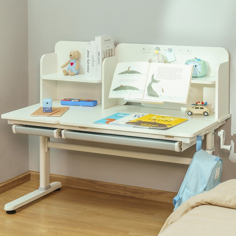 Iris II Grey - Regulowane biurko szare z nadstawką - Fun Desk Iris II Grey - Regulowane biurko szare z nadstawką - Fun Desk