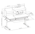 Iris II Grey - Regulowane biurko szare z nadstawką - Fun Desk