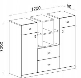 KOMODA MOBI System MO10 Meblar MEBLE MŁODZIEŻOWE - Biały Lux / Żółty - komoda z półkami drzwiami i szufladami