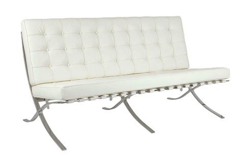 King Home Sofa trzyosobowa BARCELON PRESTIGE PLUS biała - włoska skóra naturalna