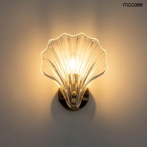 LAMPA ŚCIENNA KINKIET CONCHA - MUSZLA złota STAL KLOSZ TRANSPARENTNY E14 Moosee MOOSEE LAMPA ŚCIENNA KINKIET CONCHA - MUSZLA złota STAL KLOSZ TRANSPARENTNY E14 Moosee MOOSEE