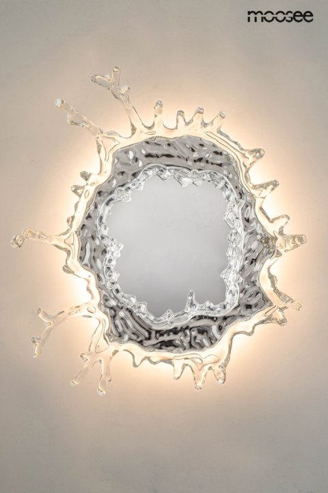LAMPA ŚCIENNA KINKIET LED SPLASH L BEZBARWNA SREBRNA stal akryl lustro Moosee MOOSEE można zamontować na suficie LAMPA ŚCIENNA KINKIET LED SPLASH L BEZBARWNA SREBRNA stal akryl lustro Moosee MOOSEE można zamontować na suficie