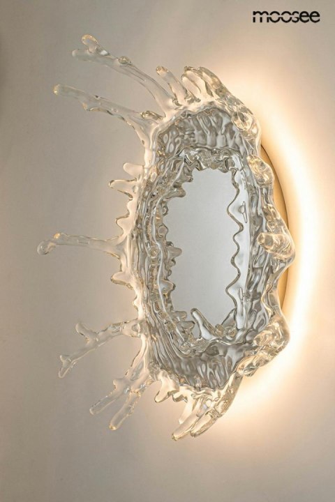 LAMPA ŚCIENNA KINKIET LED SPLASH L BEZBARWNA SREBRNA stal akryl lustro Moosee MOOSEE można zamontować na suficie LAMPA ŚCIENNA KINKIET LED SPLASH L BEZBARWNA SREBRNA stal akryl lustro Moosee MOOSEE można zamontować na suficie