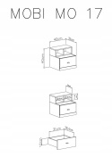SZAFKA NOCNA MEBLE MŁODZIEŻOWE MOBI System MO17 Meblar - Biały Lux / Turkus szafka nocna z szufladą i półkami PŁYTA LAMINOWANA