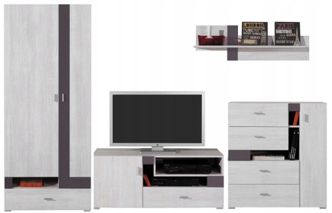 SZAFKA RTV KOMODA NISKA NEXT System NX12 Meblar - Sosna bielona / Earth szary do pokoju nastolatka do salonu SZAFKA RTV KOMODA NISKA NEXT System NX12 Meblar - Sosna bielona / Earth szary do pokoju nastolatka do salonu