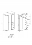 ZESTAW MEBLI DO POKOJU MŁODZIEŻOWEGO Meblar FARO System A Z BIURKIEM I ŁÓŻKIEM 120x200 biały /dąb artisan /szary płyta laminowan