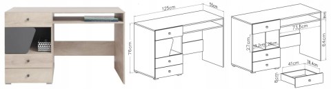 ZESTAW MEBLI MŁODZIEŻOWYCH Z BIURKIEM I ŁÓŻKIEM 90x200 Meblar DELTA System B DĄB / ANTRACYT laminat DLA DZIECKA NASTOLATKA ZESTAW MEBLI MŁODZIEŻOWYCH Z BIURKIEM I ŁÓŻKIEM 90x200 Meblar DELTA System B DĄB / ANTRACYT laminat DLA DZIECKA NASTOLATKA