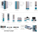 BIURKO MŁODZIEŻOWE Z SZUFLADAMI PLANET System PL9 Meblar - Czarny / Dąb / Beż - z półką i szufladą PŁYTA LAMINOWANA OBRZEŻA ABS