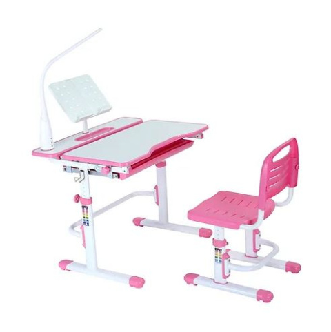 Fun Desk Botero Pink - Biurko z krzesełkiem lampa i stojak na książki - zestaw dla dzieci Białe / Różowe Fun Desk Botero Pink - Biurko z krzesełkiem lampa i stojak na książki - zestaw dla dzieci Białe / Różowe