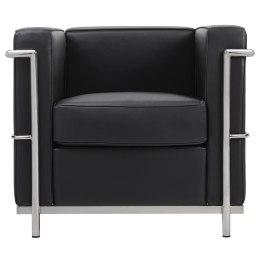 FOTEL WYPOCZYNKOWY SOFT LC2 włoska skóra naturalna - CZARNY CHROM metal King Home
