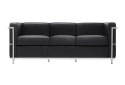 SOFA TRZYOSOBOWA SOFT LC2 włoska skóra naturalna - CZARNA STAL POLEROWANA King Home