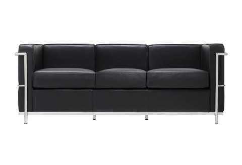 SOFA TRZYOSOBOWA SOFT LC2 włoska skóra naturalna - CZARNA STAL POLEROWANA King Home SOFA TRZYOSOBOWA SOFT LC2 włoska skóra naturalna - CZARNA STAL POLEROWANA King Home