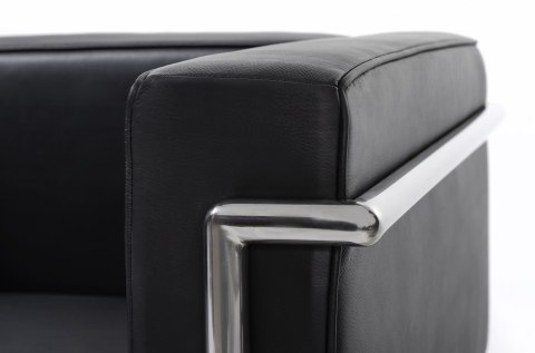 SOFA TRZYOSOBOWA SOFT LC2 włoska skóra naturalna - CZARNA STAL POLEROWANA King Home SOFA TRZYOSOBOWA SOFT LC2 włoska skóra naturalna - CZARNA STAL POLEROWANA King Home