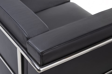 SOFA TRZYOSOBOWA SOFT LC2 włoska skóra naturalna - CZARNA STAL POLEROWANA King Home SOFA TRZYOSOBOWA SOFT LC2 włoska skóra naturalna - CZARNA STAL POLEROWANA King Home