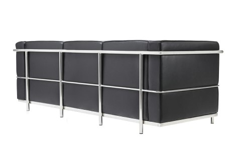 SOFA TRZYOSOBOWA SOFT LC2 włoska skóra naturalna - CZARNA STAL POLEROWANA King Home SOFA TRZYOSOBOWA SOFT LC2 włoska skóra naturalna - CZARNA STAL POLEROWANA King Home